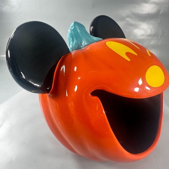 Disney Parks Mickey Mouse Candy Pumpkin Bowl Ceramic Halloween Jack Lantern 2023 - Picture 9 of 16